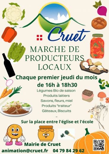 Petit marché mensuel de producteurs locaux, Cruet